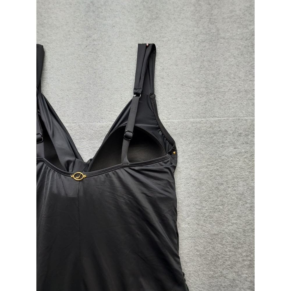 Jantzen Women Swimsuits 16 Black V Neck Pull On Stretched Comfort Beach Wear - Picture 13 of 16